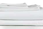 Stack of clean bedding sheets isolated on white